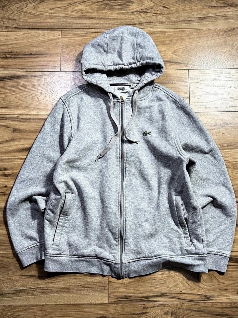 Lacoste Sport Full Zip Fleece Hoodie Gray Size XL